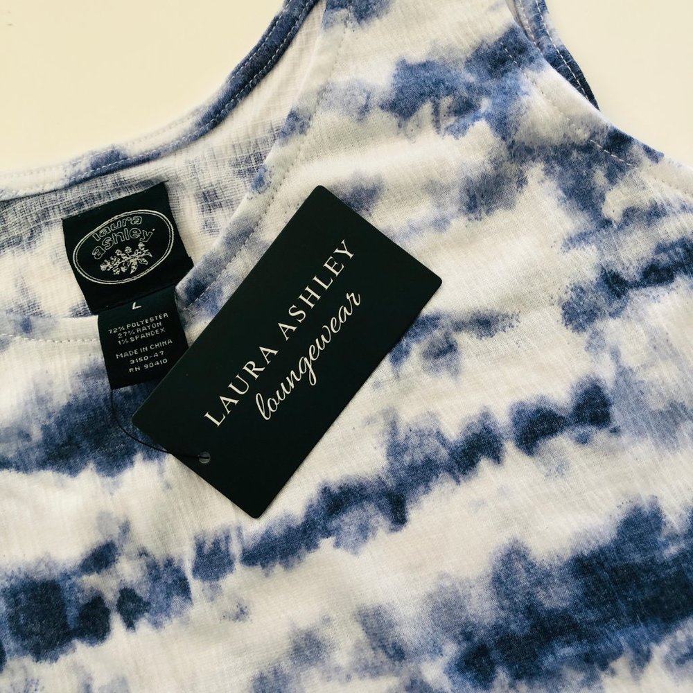 LAURA ASHLEY Loungewear Navy & White Tie Dye 2 Pc - Picture 1 of 7